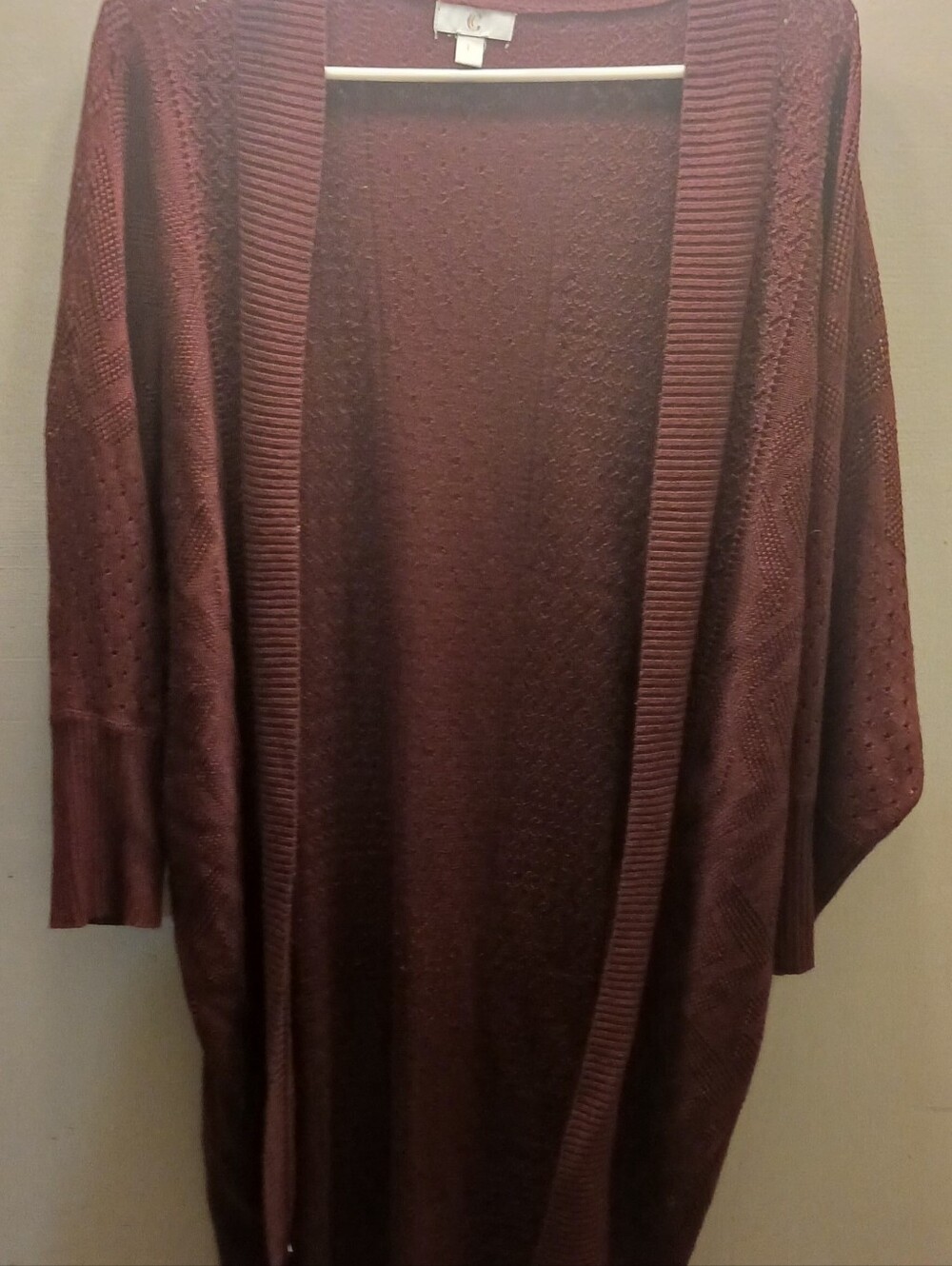Women's Open-Front Knit Cardigan Sweater - Burgundy
